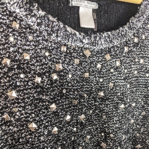 Alberto Makali Black Silver Studded Knit Sweater L - Picture 5 of 7